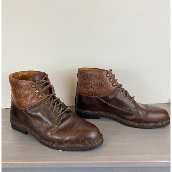 Vintage Cole Haan Country Lace Up Ankle Boots Men 10M Brown Leather Rugged Work - Picture 15 of 15